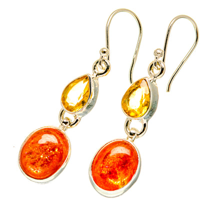 Sunstone Earrings handcrafted by Ana Silver Co - EARR417358