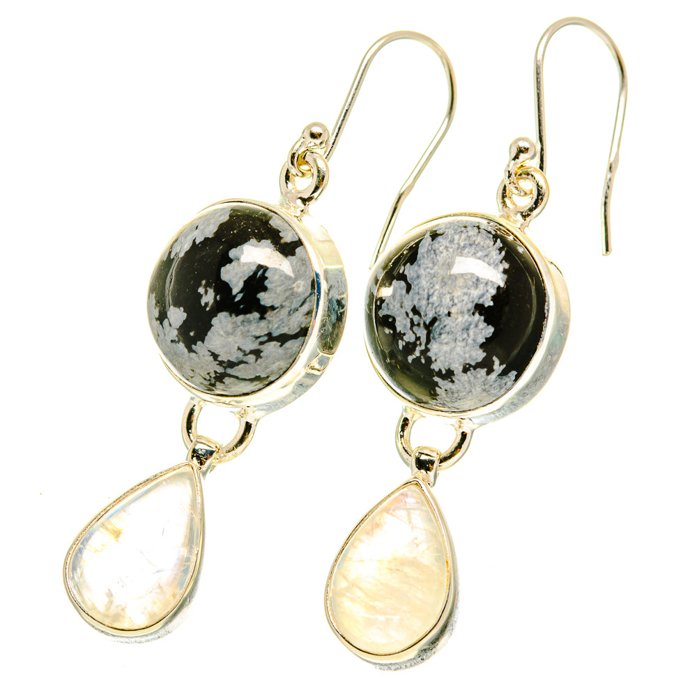 Snowflake Obsidian Earrings handcrafted by Ana Silver Co - EARR417359