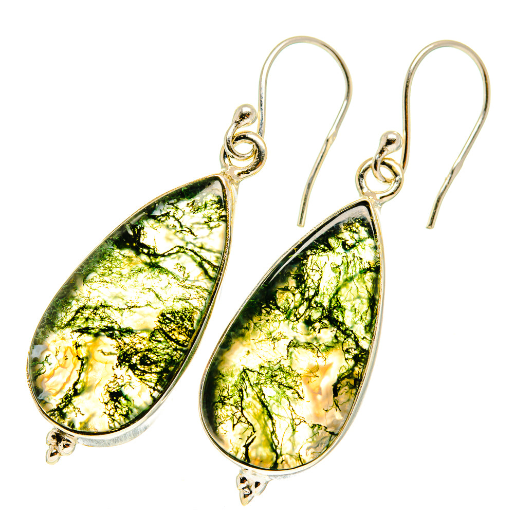 Green Moss Agate Earrings handcrafted by Ana Silver Co - EARR417376