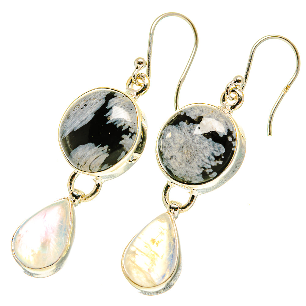 Snowflake Obsidian Earrings handcrafted by Ana Silver Co - EARR417379