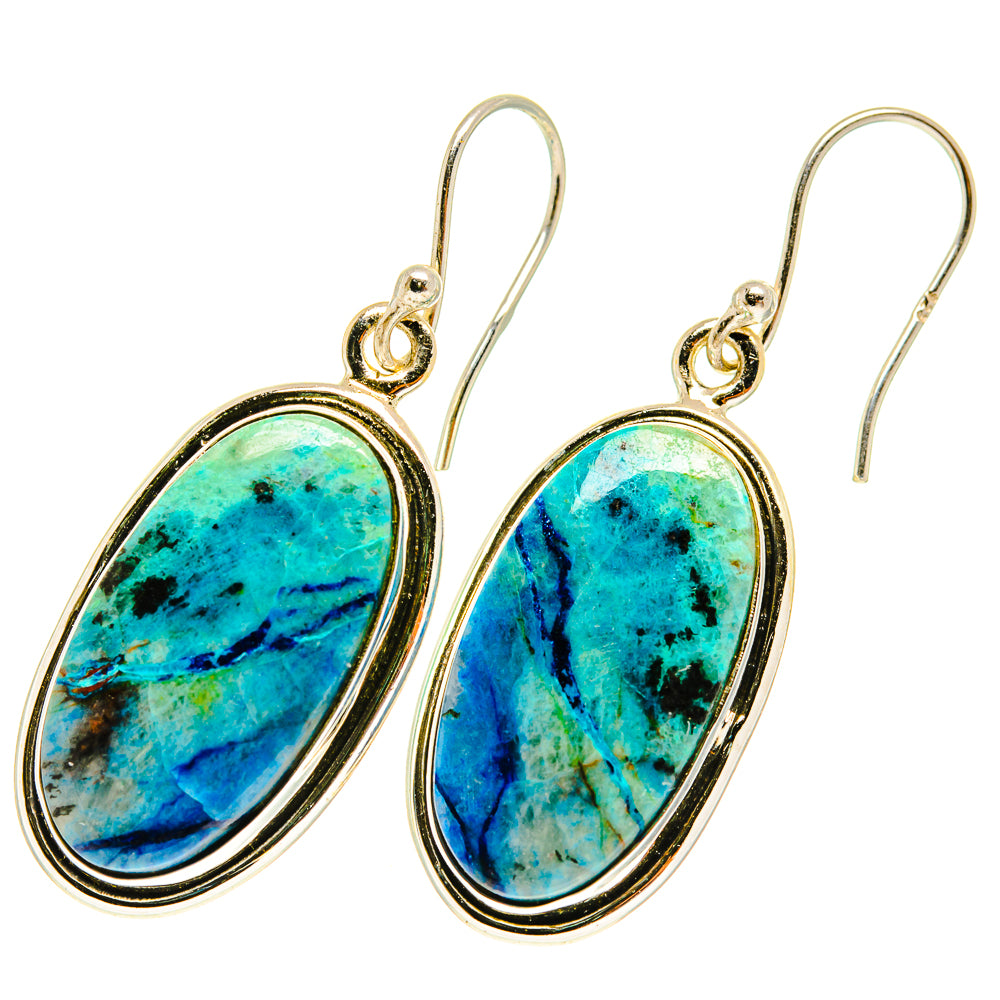 925 sterling silver apatite drop earrings with oval blue-green cabochon stones