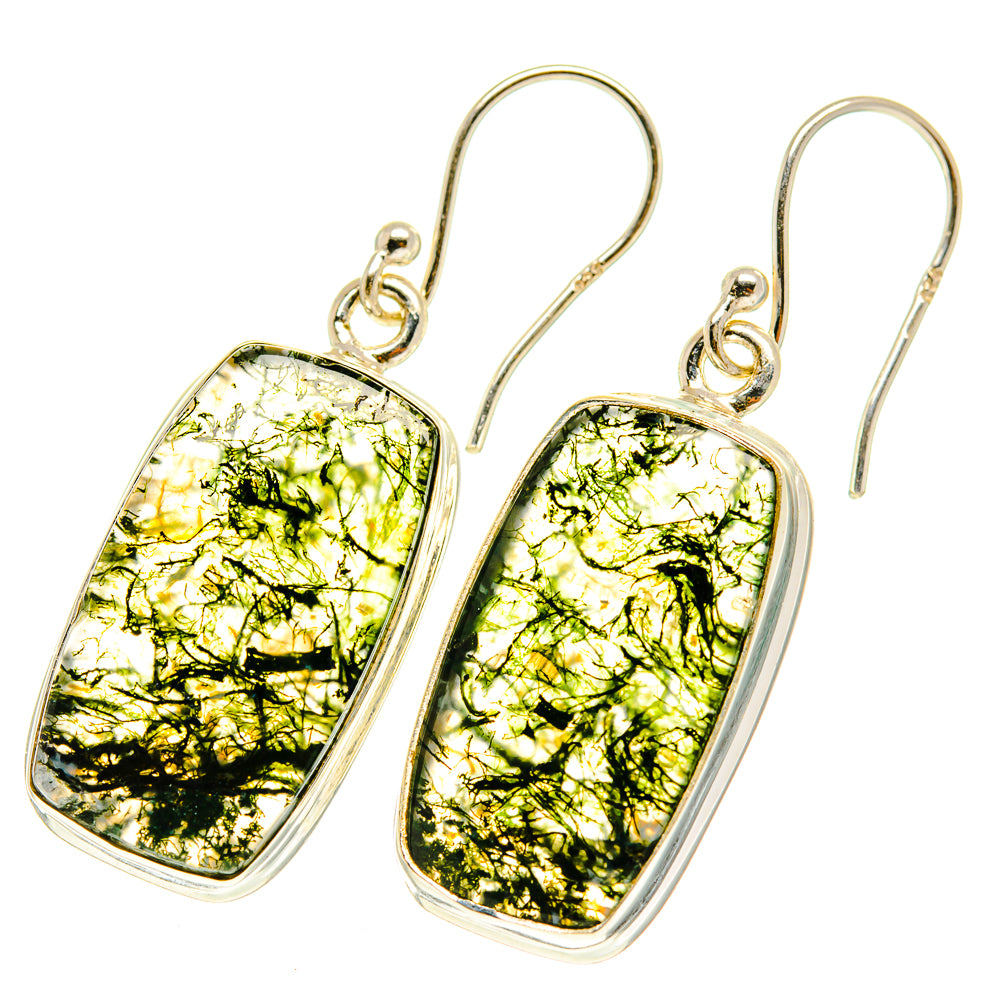 Green Moss Agate Earrings handcrafted by Ana Silver Co - EARR417390