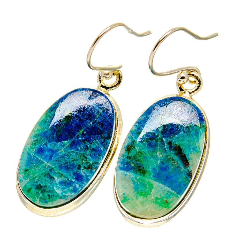 Chrysocolla In Quartz Earrings handcrafted by Ana Silver Co - EARR417413