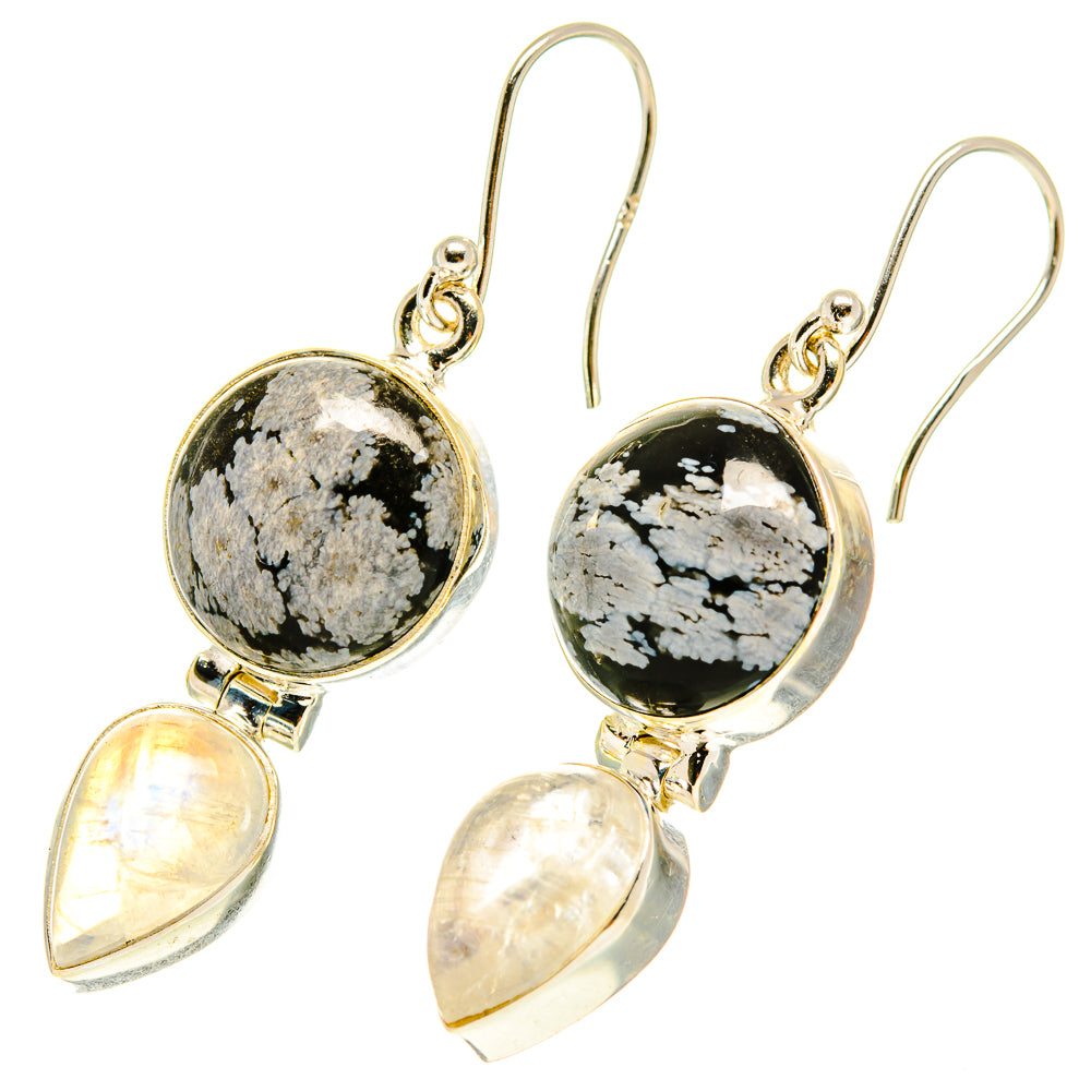Snowflake Obsidian Earrings handcrafted by Ana Silver Co - EARR417434