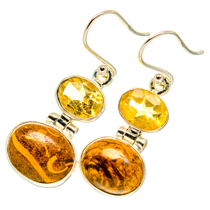 Palm Wood Jasper Earrings handcrafted by Ana Silver Co - EARR417438