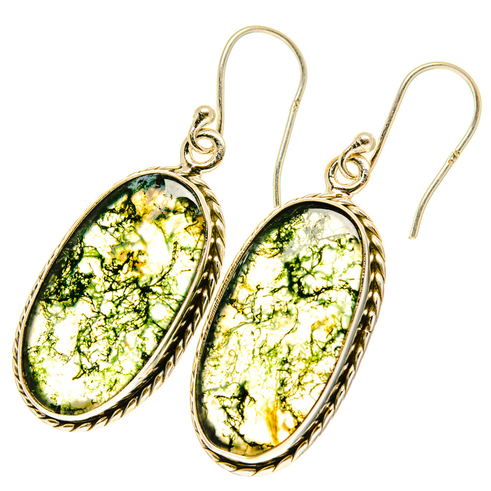 Green Moss Agate Earrings handcrafted by Ana Silver Co - EARR417447