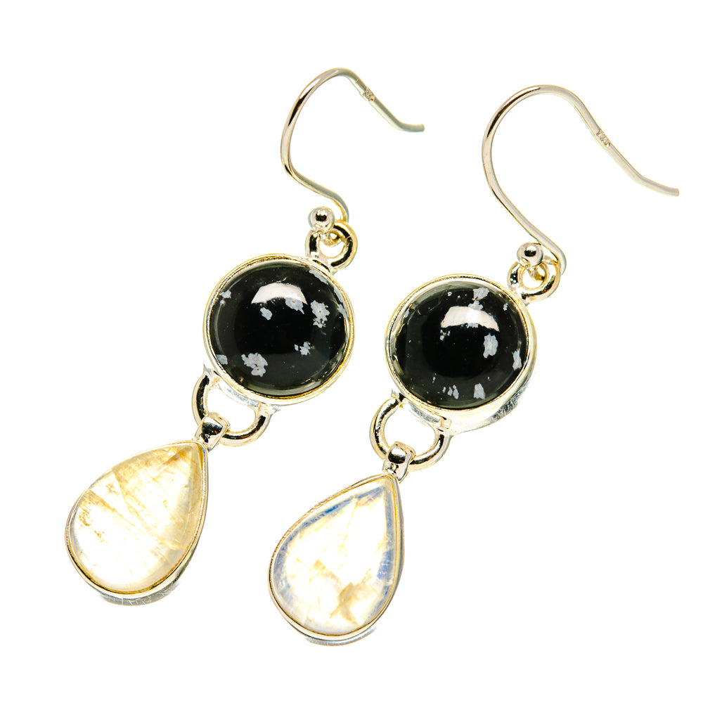 Snowflake Obsidian Earrings handcrafted by Ana Silver Co - EARR417465