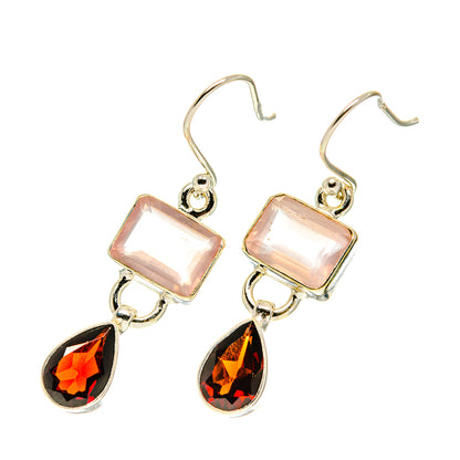 Rose Quartz Earrings handcrafted by Ana Silver Co - EARR417475