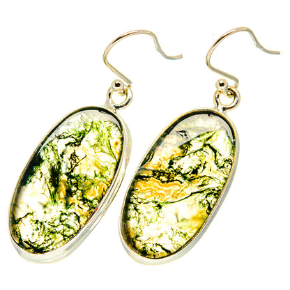 Green Moss Agate Earrings handcrafted by Ana Silver Co - EARR417478
