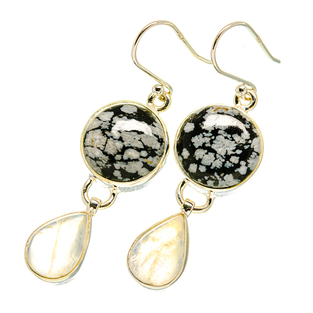 Snowflake Obsidian Earrings handcrafted by Ana Silver Co - EARR417479