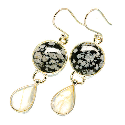 Snowflake Obsidian Earrings handcrafted by Ana Silver Co - EARR417479