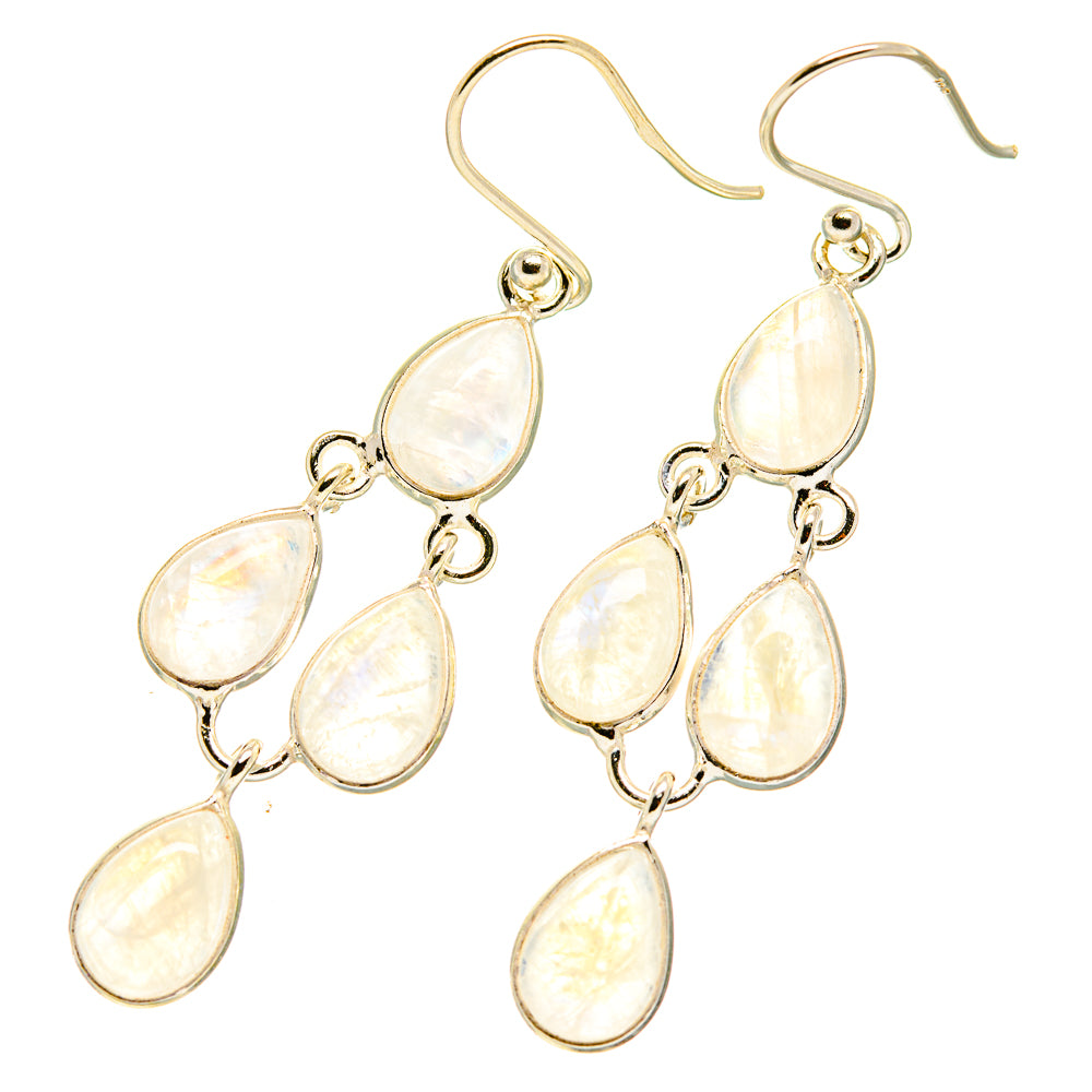 Rainbow Moonstone Earrings handcrafted by Ana Silver Co - EARR417567