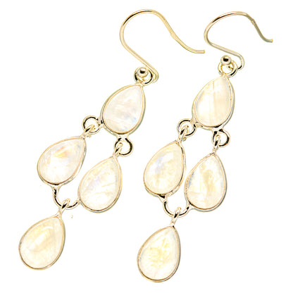 Rainbow Moonstone Earrings handcrafted by Ana Silver Co - EARR417567