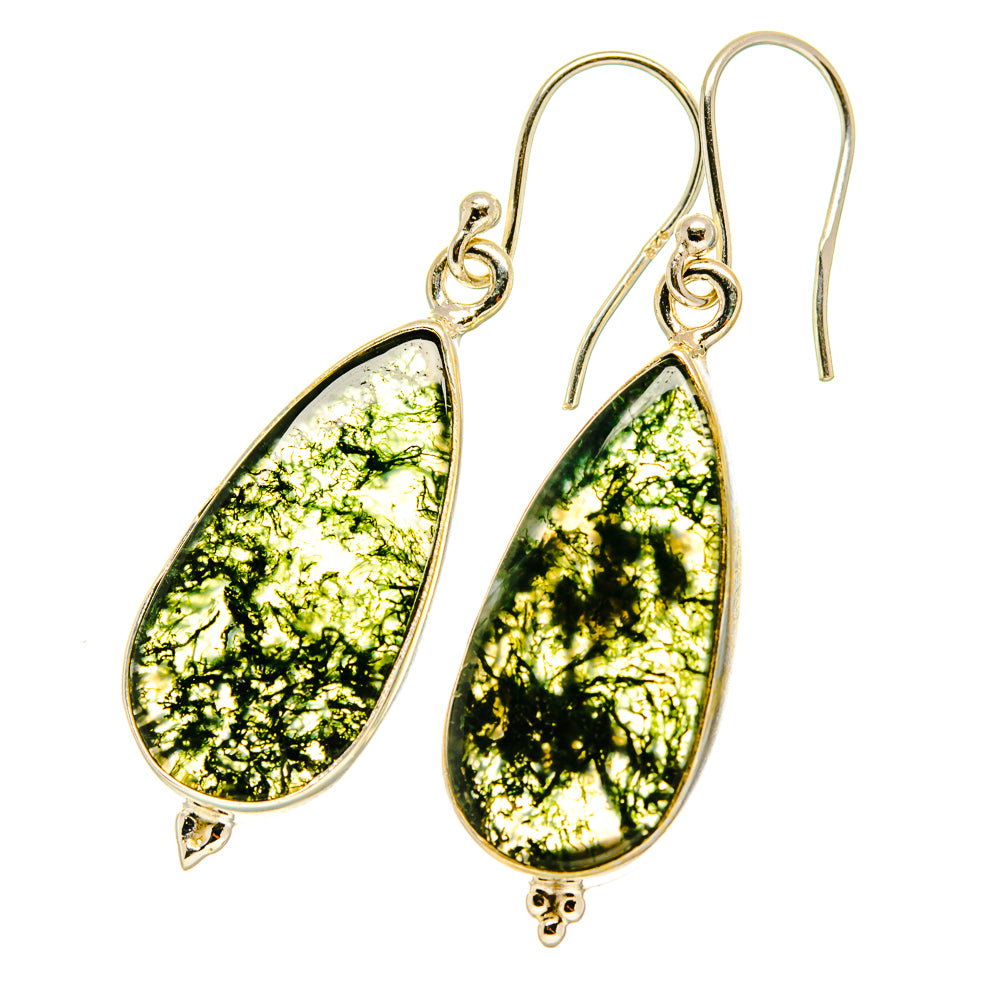 Green Moss Agate Earrings handcrafted by Ana Silver Co - EARR417640