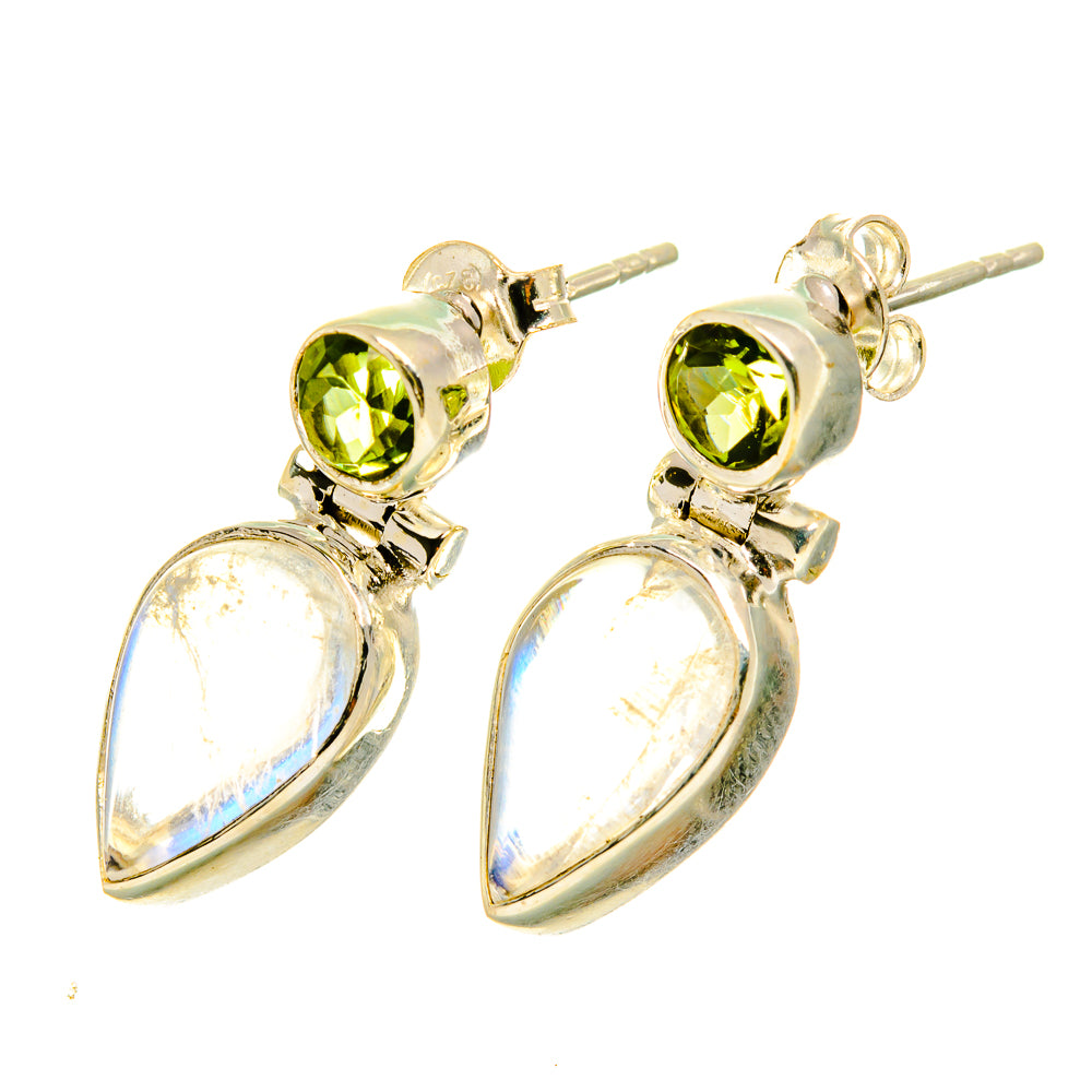 Rainbow Moonstone Earrings handcrafted by Ana Silver Co - EARR417657