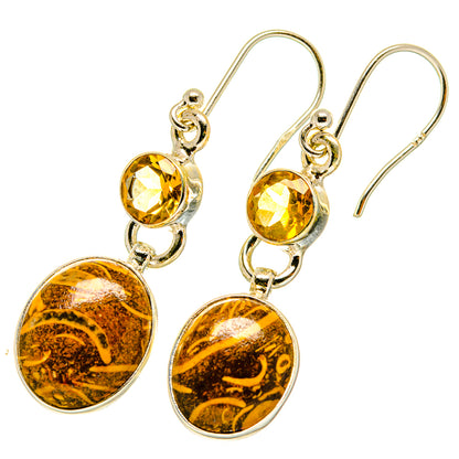Palm Wood Jasper Earrings handcrafted by Ana Silver Co - EARR417664