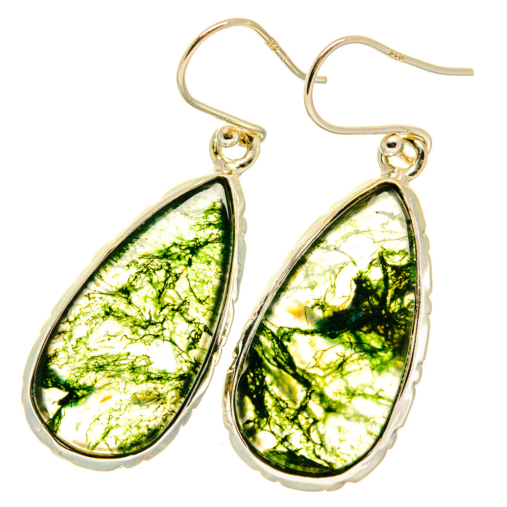 Green Moss Agate Earrings handcrafted by Ana Silver Co - EARR417669