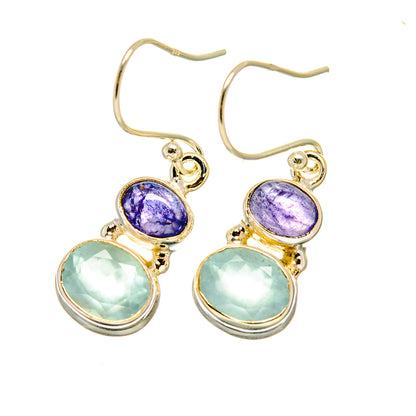 Aqua Chalcedony, Tanzanite Earrings handcrafted by Ana Silver Co - EARR417675