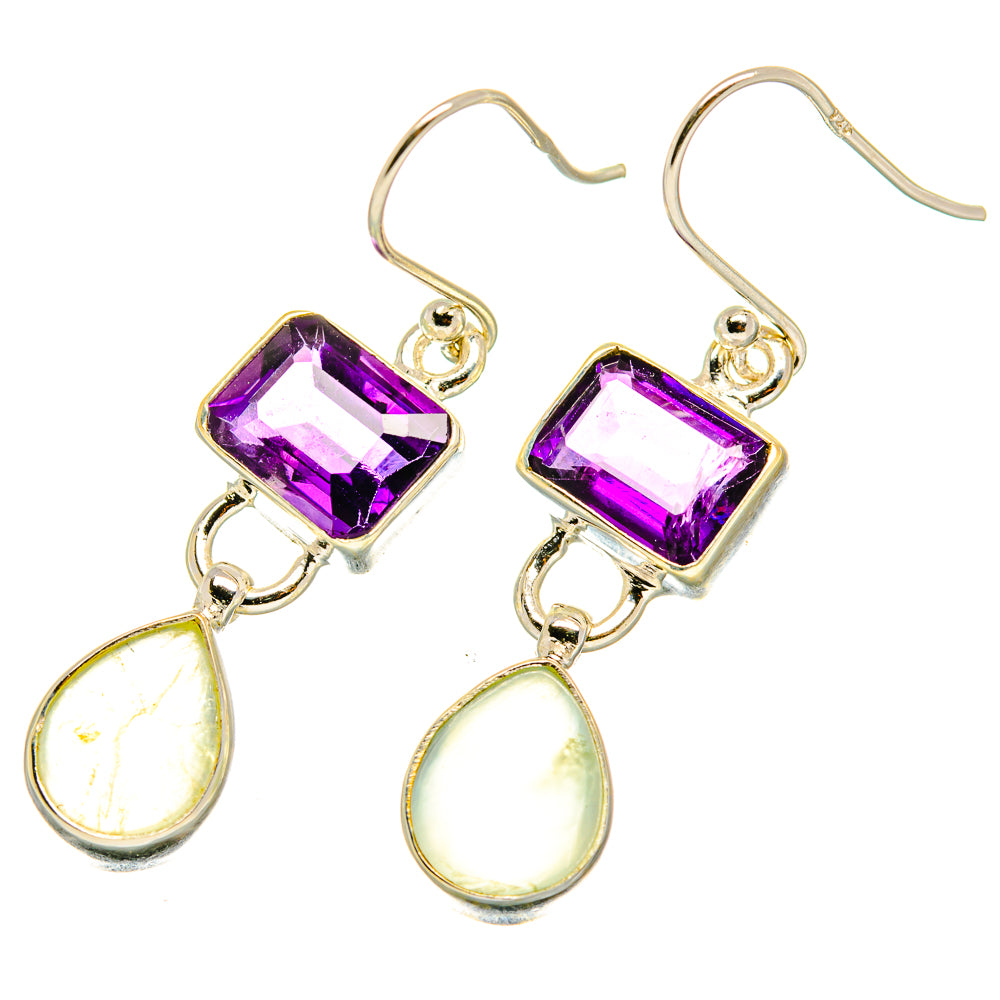 Amethyst, Prehnite Earrings handcrafted by Ana Silver Co - EARR417679