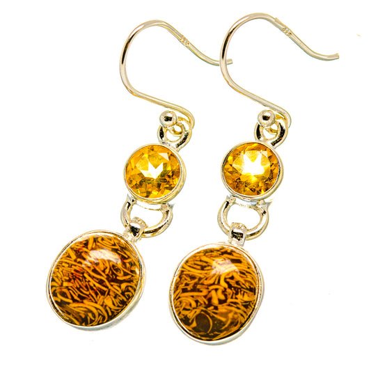 Coquina Jasper, Citrine Earrings handcrafted by Ana Silver Co - EARR417684
