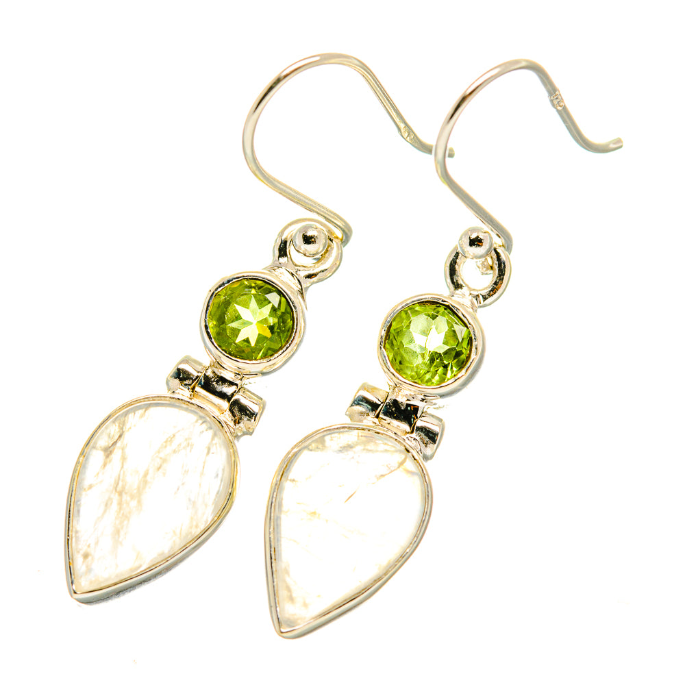 Rainbow Moonstone, Peridot Earrings handcrafted by Ana Silver Co - EARR417695