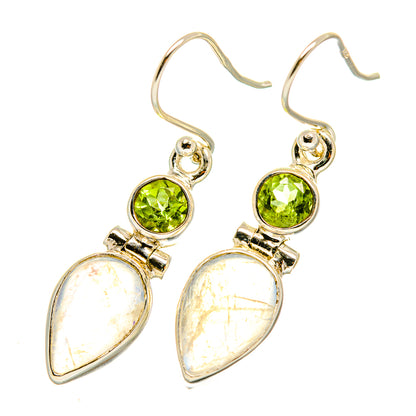 Rainbow Moonstone, Peridot Earrings handcrafted by Ana Silver Co - EARR417700