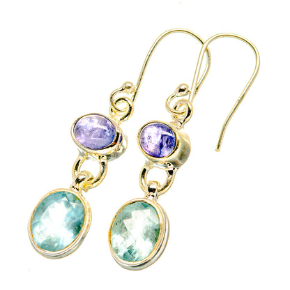 Aqua Chalcedony, Tanzanite Earrings handcrafted by Ana Silver Co - EARR417704