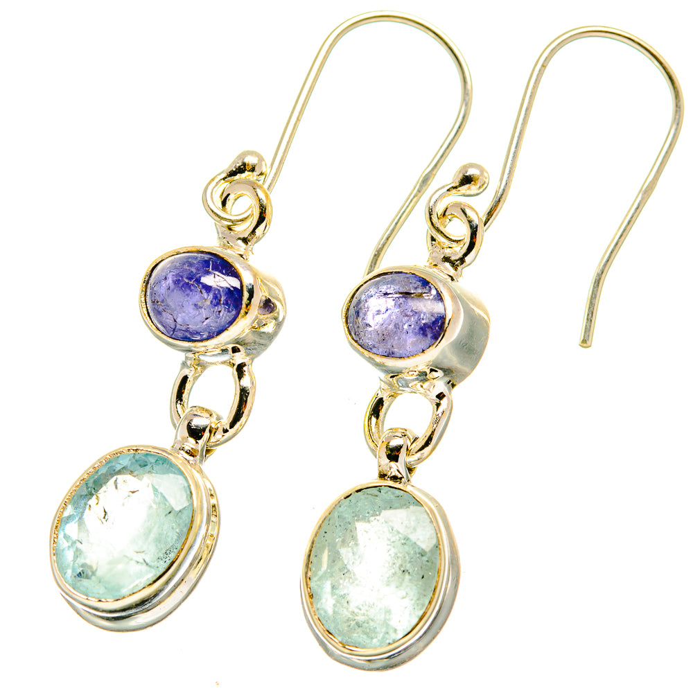 Aqua Chalcedony, Tanzanite Earrings handcrafted by Ana Silver Co - EARR417714