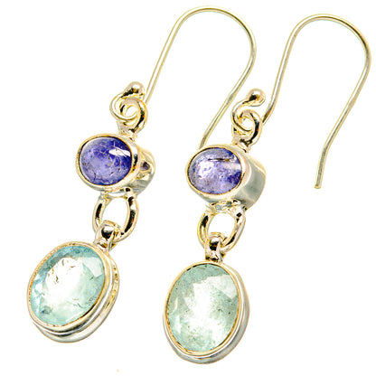 Aqua Chalcedony, Tanzanite Earrings handcrafted by Ana Silver Co - EARR417714
