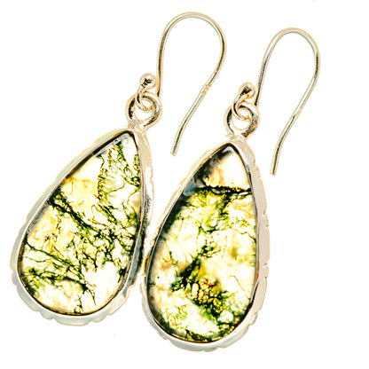 Green Moss Agate Earrings handcrafted by Ana Silver Co - EARR417720