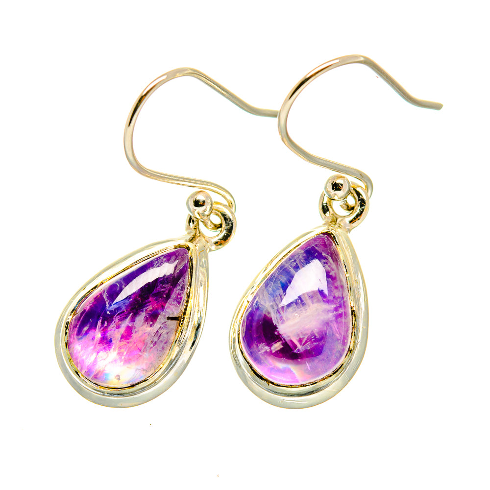 Teardrop purple moonstone earrings with 925 sterling silver hooks