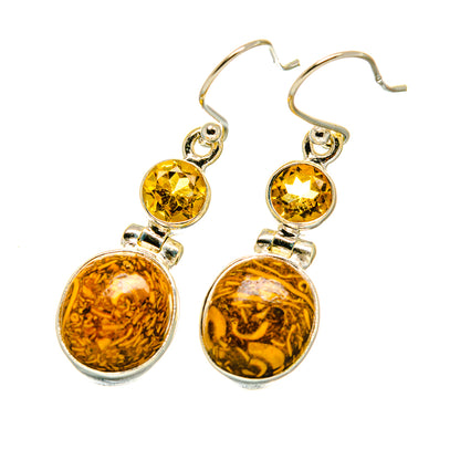 Coquina Jasper, Citrine Earrings handcrafted by Ana Silver Co - EARR417760