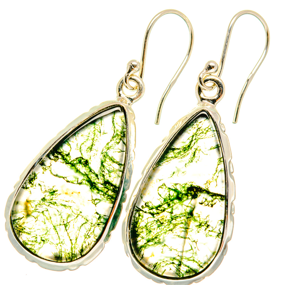 Green Moss Agate Earrings handcrafted by Ana Silver Co - EARR417863