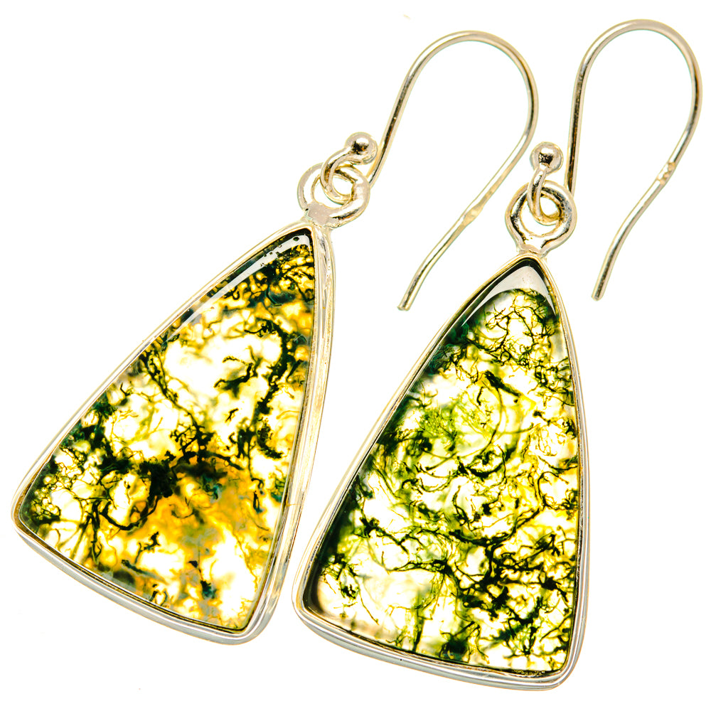 Green Moss Agate Earrings handcrafted by Ana Silver Co - EARR417878