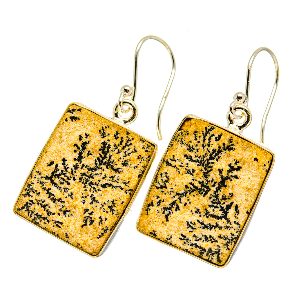 Germany Psilomelane Dendrite Earrings handcrafted by Ana Silver Co - EARR417897