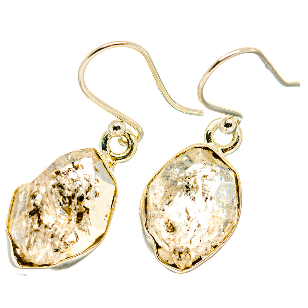 925 sterling silver herkimer diamond drop earrings with faceted oval crystal stones