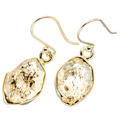 925 sterling silver herkimer diamond drop earrings with faceted oval crystal stones