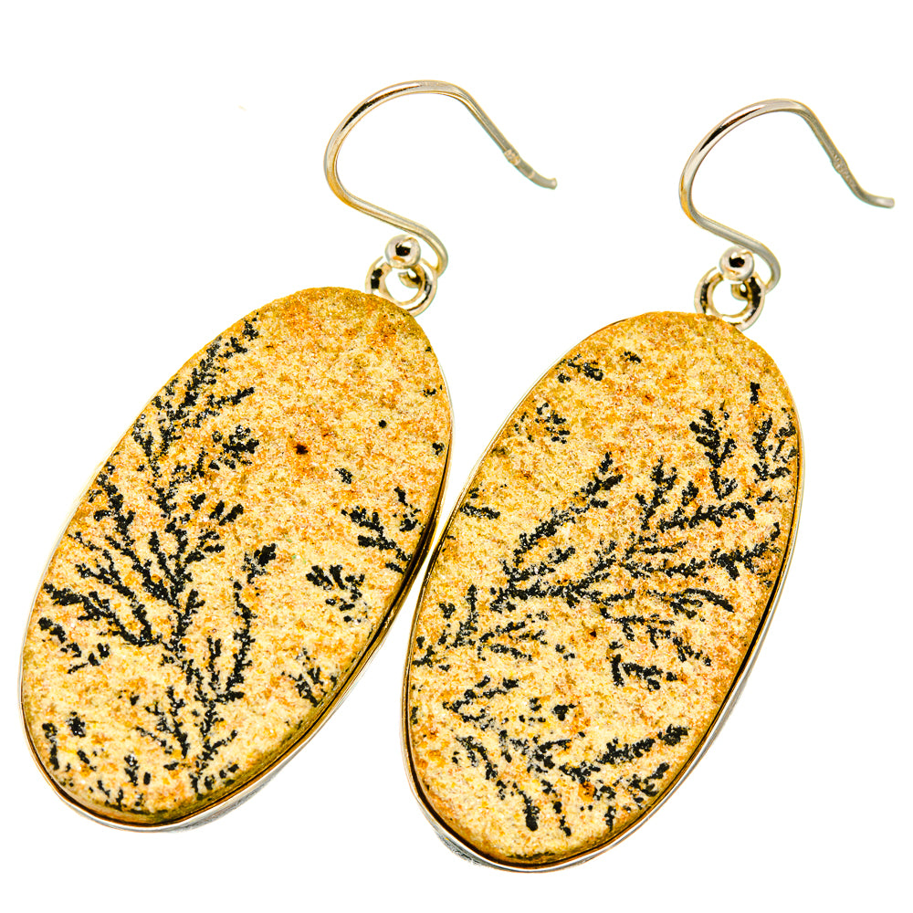 Germany Psilomelane Dendrite Earrings handcrafted by Ana Silver Co - EARR417935