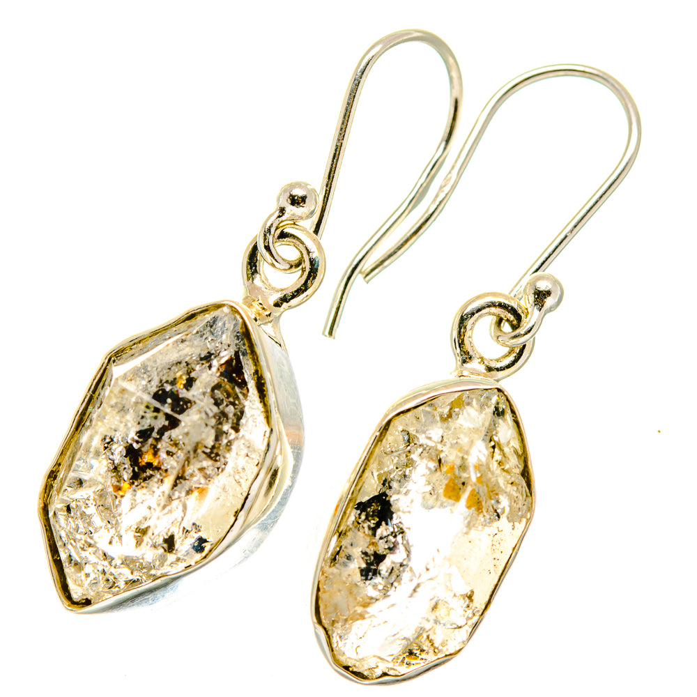Herkimer diamond drop earrings, teardrop crystal stones in silver-tone bezel with loop hook closures
