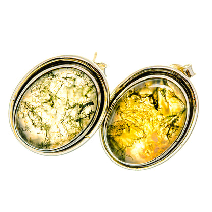 Green Moss Agate Earrings handcrafted by Ana Silver Co - EARR417993