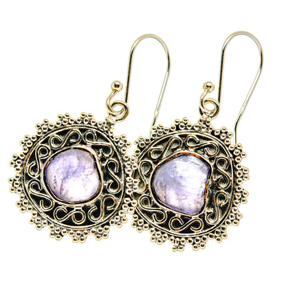 Sterling silver tanzanite earrings, round purple stones in detailed filigree with drop hooks