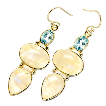 Rainbow Moonstone Earrings handcrafted by Ana Silver Co - EARR418010