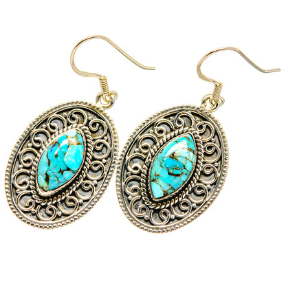 Blue Copper  Composite Turquoise Earrings handcrafted by Ana Silver Co - EARR418046