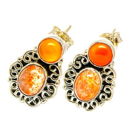 Sunstone Earrings handcrafted by Ana Silver Co - EARR418050