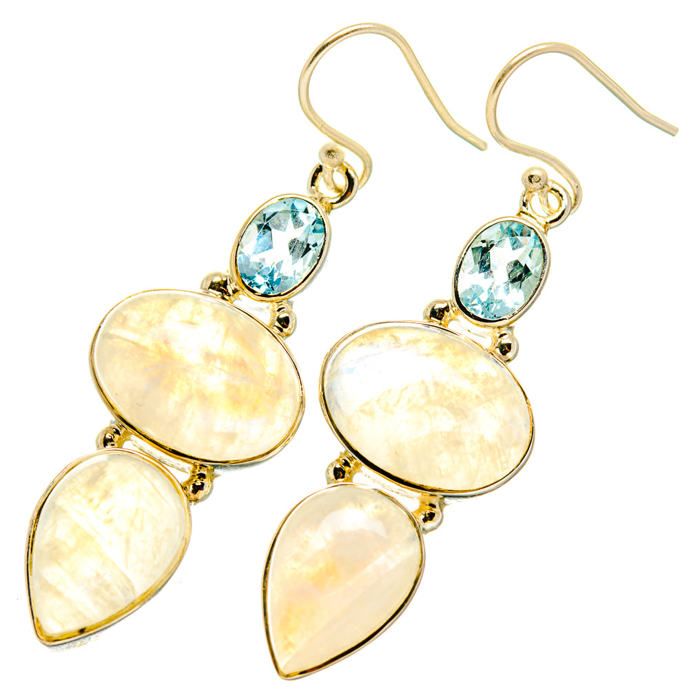 Rainbow Moonstone Earrings handcrafted by Ana Silver Co - EARR418053