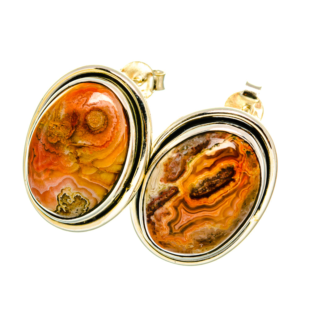 Crazy Lace Agate Earrings handcrafted by Ana Silver Co - EARR418074