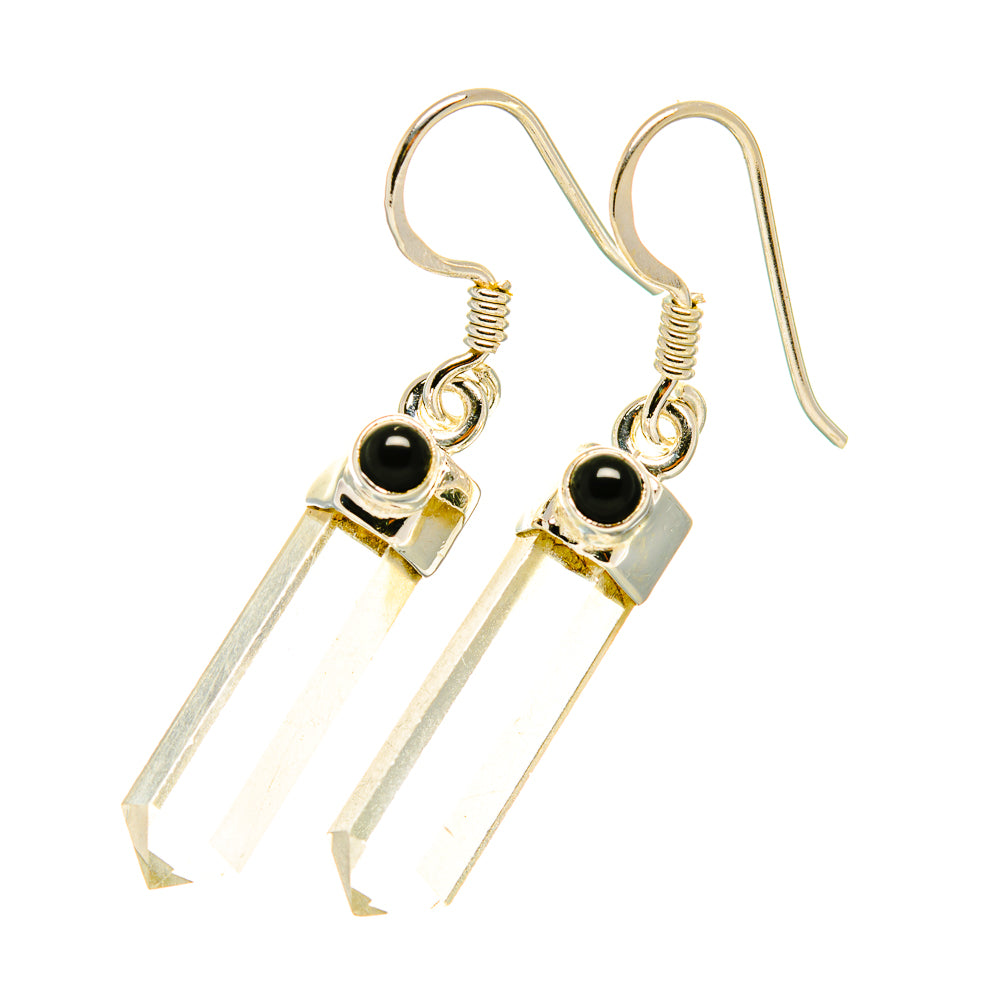 White Quartz, Black Onyx Earrings handcrafted by Ana Silver Co - EARR418081