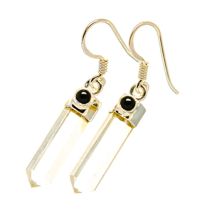 White Quartz, Black Onyx Earrings handcrafted by Ana Silver Co - EARR418081