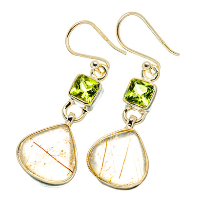 Rutilated Quartz, Peridot Earrings handcrafted by Ana Silver Co - EARR418090