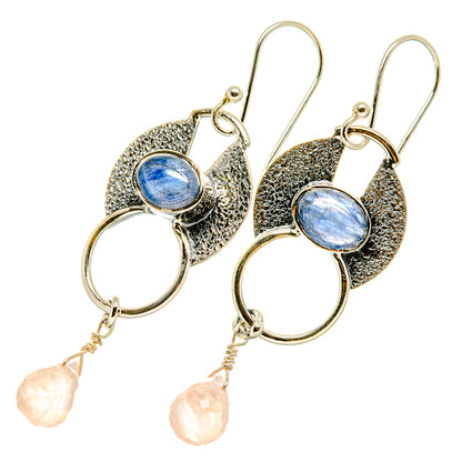 Kyanite, Rose Quartz Earrings handcrafted by Ana Silver Co - EARR418097